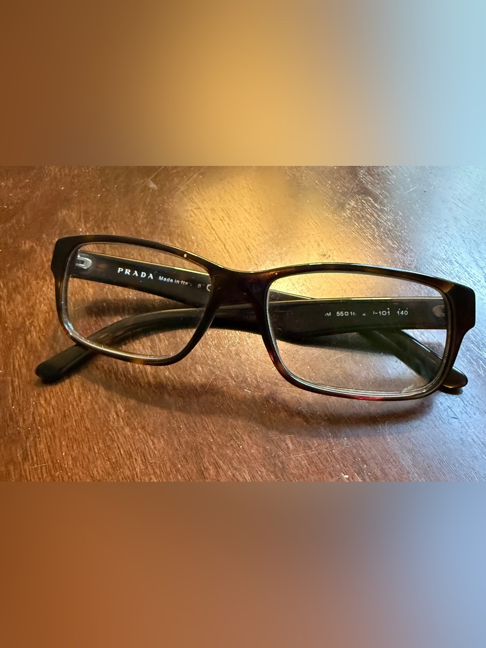 Prada Tortoise Rectangular Eyeglass Frames 55-16-140